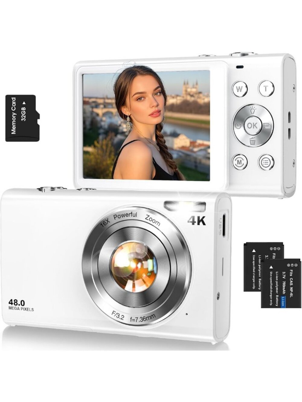 4K 48MP Autofocus Digital Vlogging Camera with 32GB Card - Perfect for